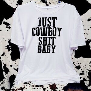 Western Cowboy Funny White T-Shirt Short Sleeve Graphic Tee